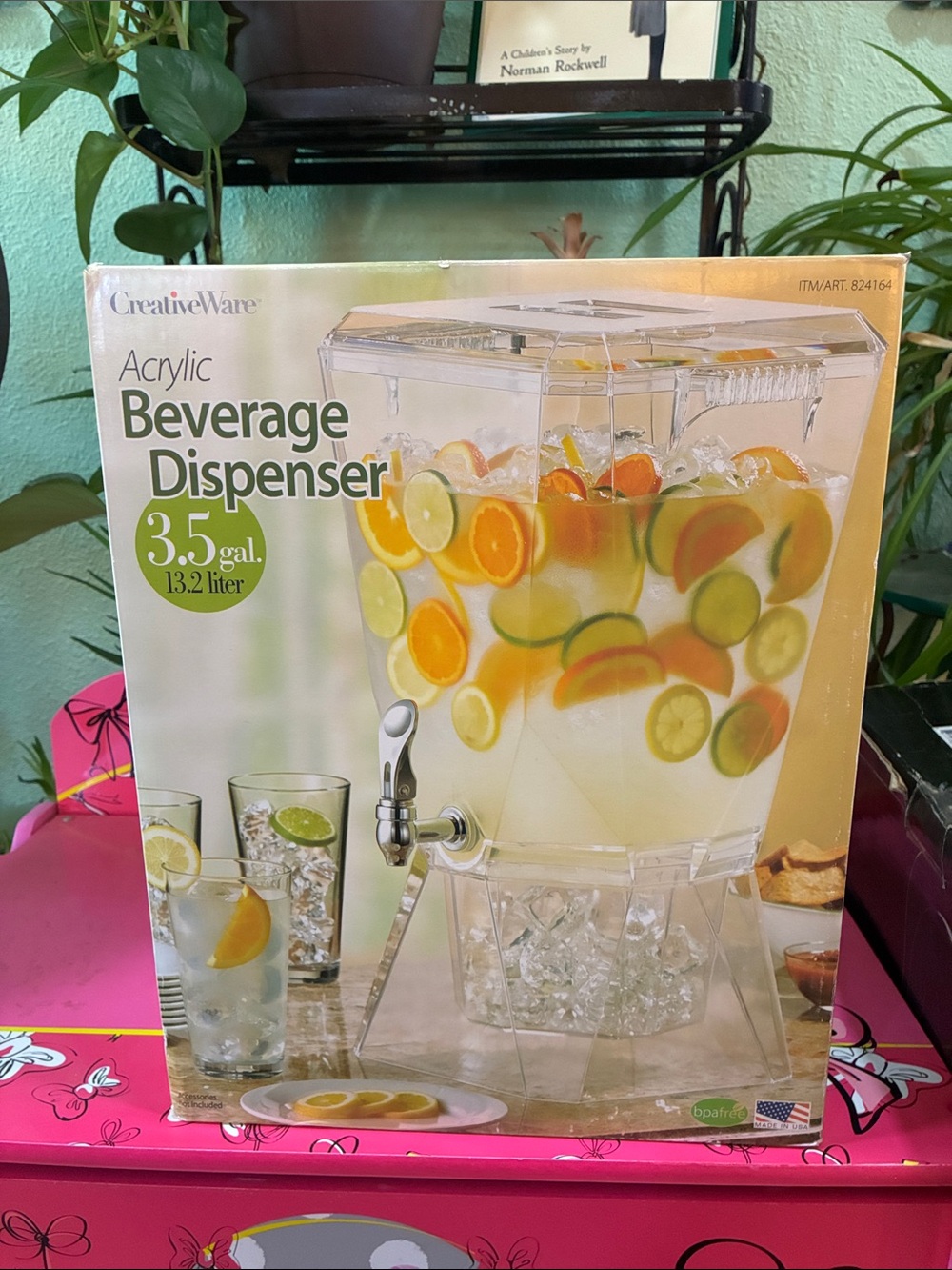 Clear Acrylic Beverage Dispenser - Clear, 3.5 gal